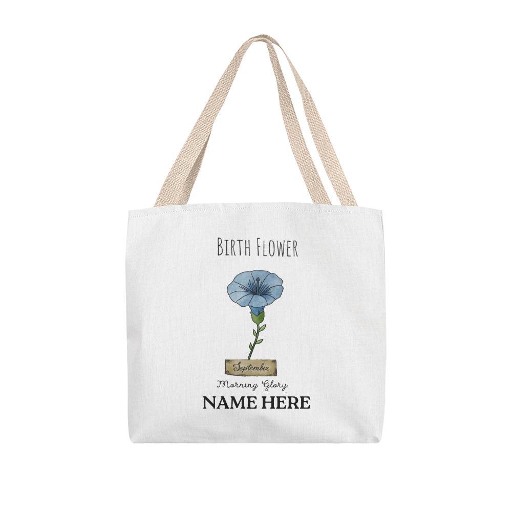 September Birth Flower - Morning Glory - with Custom Name Classic Tote Bag