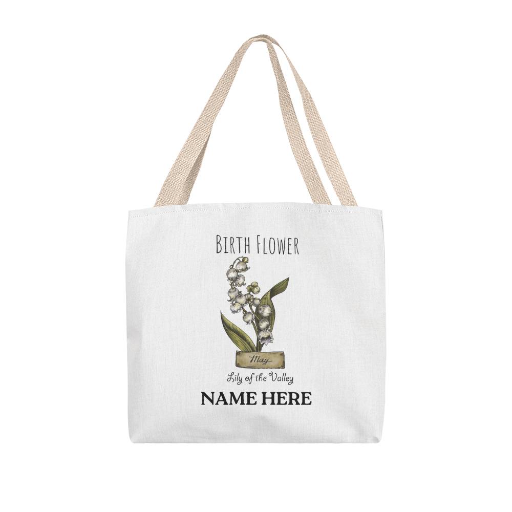 May Birth Flower - Lily of the Valley - with Custom Name Classic Tote Bag