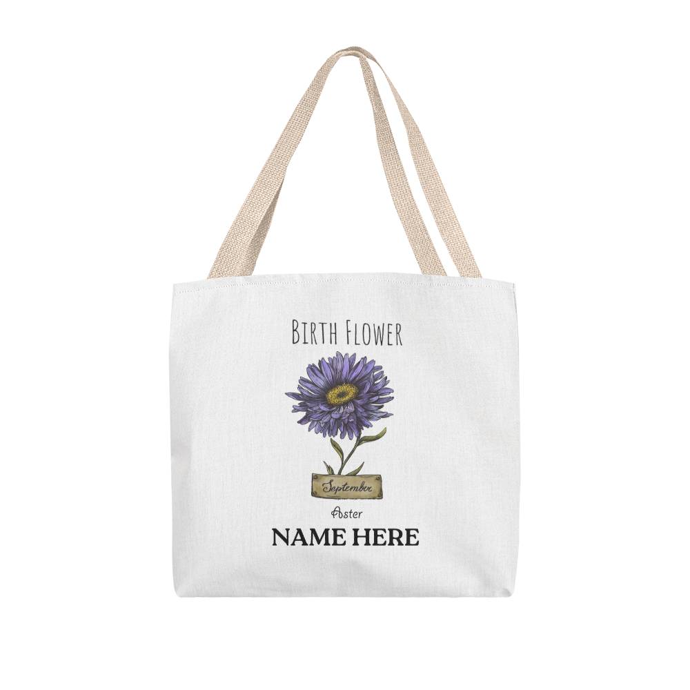 September Birth Flower - Aster - with Custom Name Classic Tote Bag