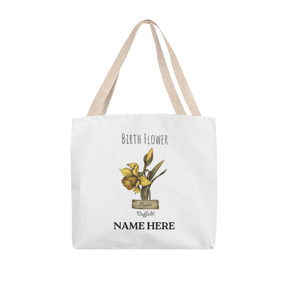 March Birth Flower - Daffodil - with Custom Name Classic Tote Bag