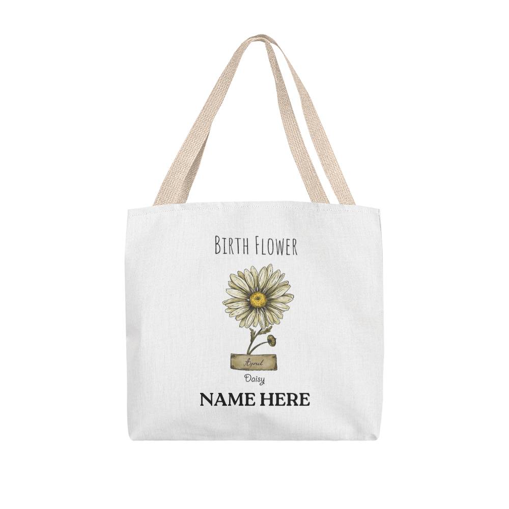 April Birth Flower - Daisy - with Custom Name Classic Tote Bag