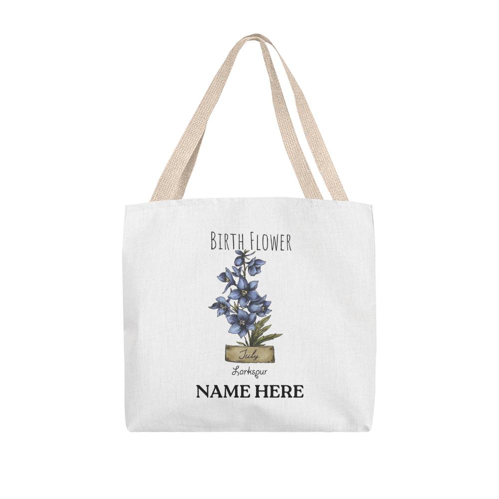 July Birth Flower - Larkspur - with Custom Name Classic Tote Bag