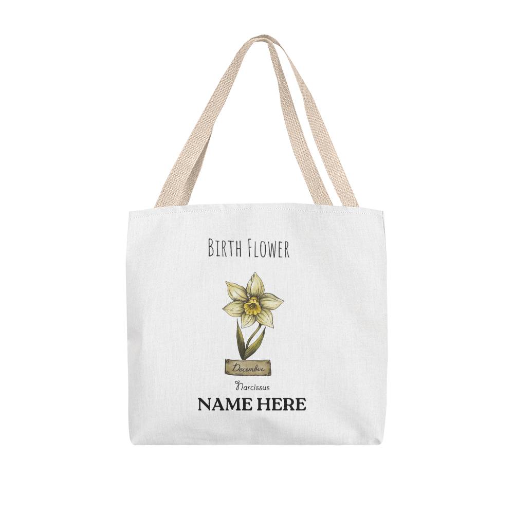 December Birth Flower - Narcissus - with Custom Name Classic Tote Bag