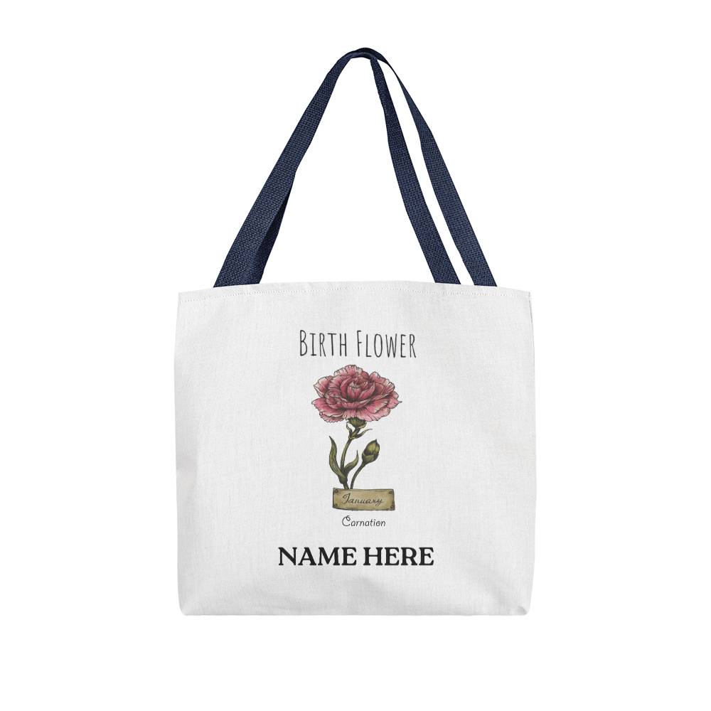 January Birth Flower - Carnation - with Custom Name Classic Tote Bag