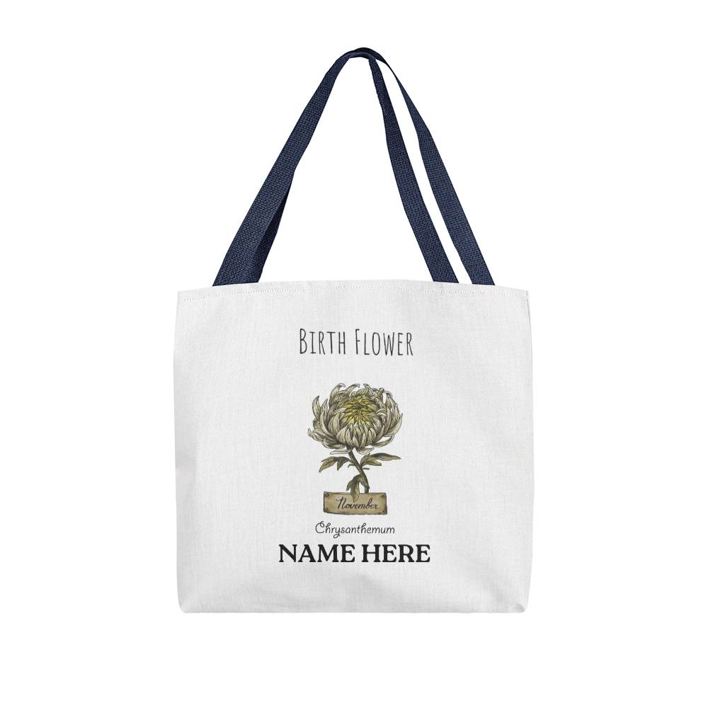 November Birth Flower - Chrysanthemum - with Custom Name Classic Tote Bag