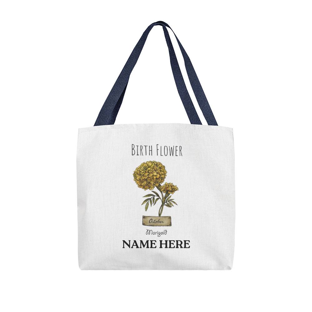 October Birth Flower - Marigold - with Custom Name Classic Tote Bag