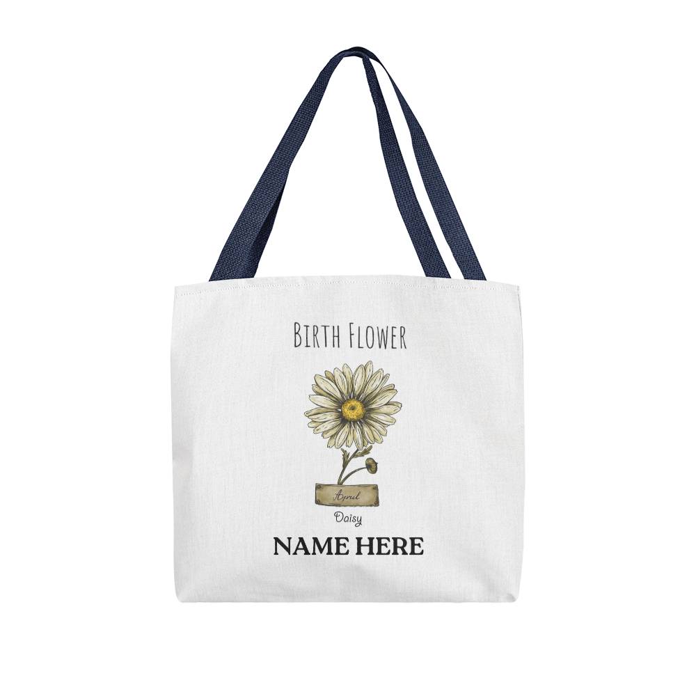 April Birth Flower - Daisy - with Custom Name Classic Tote Bag