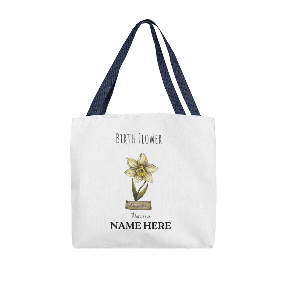 December Birth Flower - Narcissus - with Custom Name Classic Tote Bag