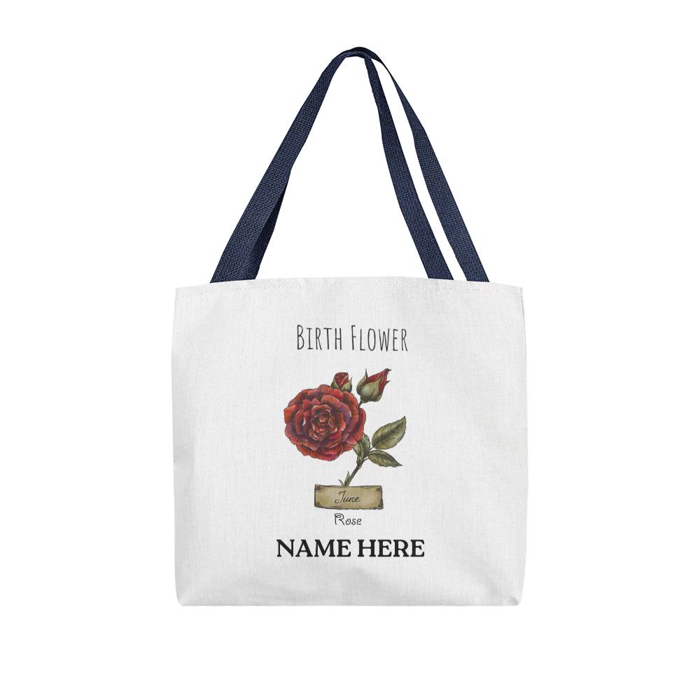 June Birth Flower - Rose - with Custom Name Classic Tote Bag