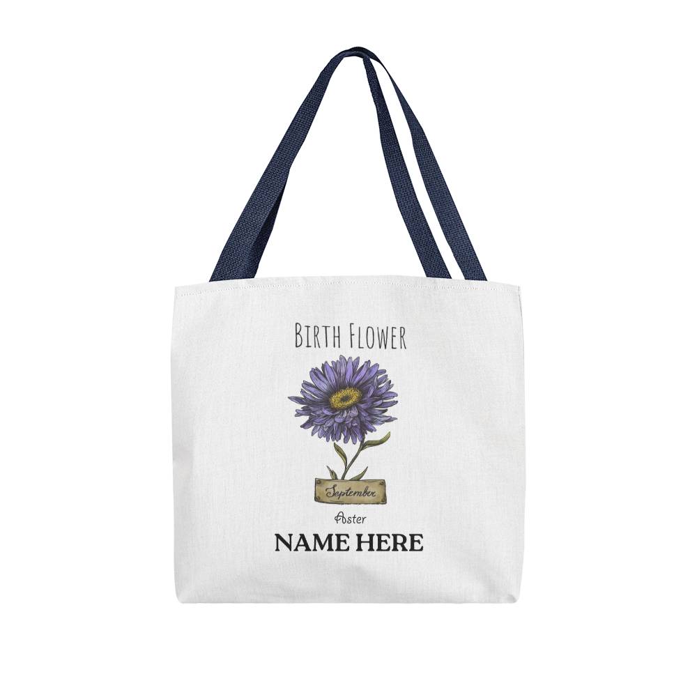 September Birth Flower - Aster - with Custom Name Classic Tote Bag