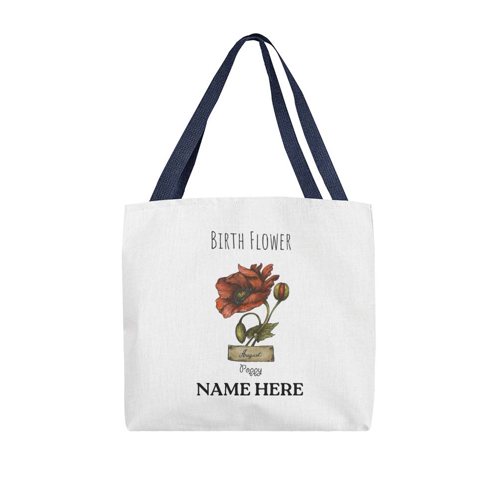 August Birth Flower - Poppy - with Custom Name Classic Tote Bag