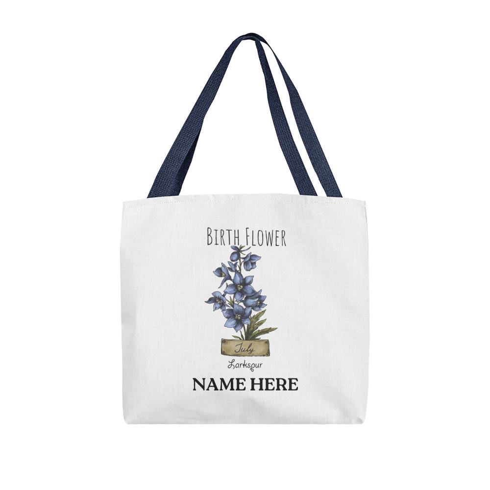 July Birth Flower - Larkspur - with Custom Name Classic Tote Bag