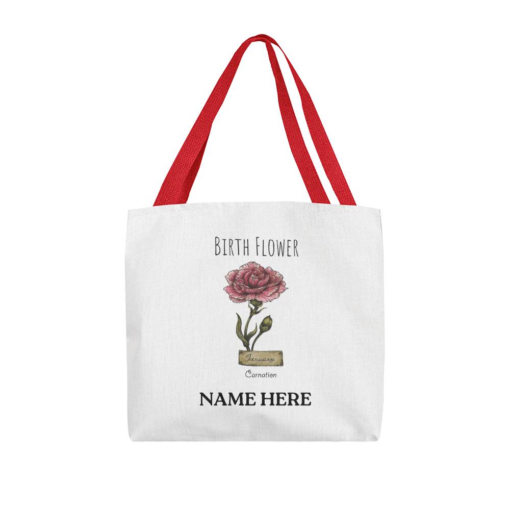 January Birth Flower - Carnation - with Custom Name Classic Tote Bag