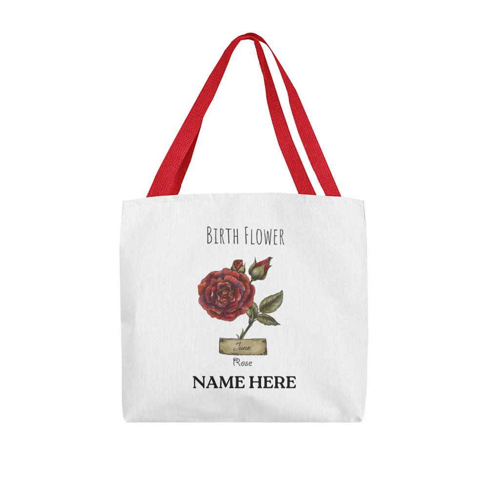 June Birth Flower - Rose - with Custom Name Classic Tote Bag