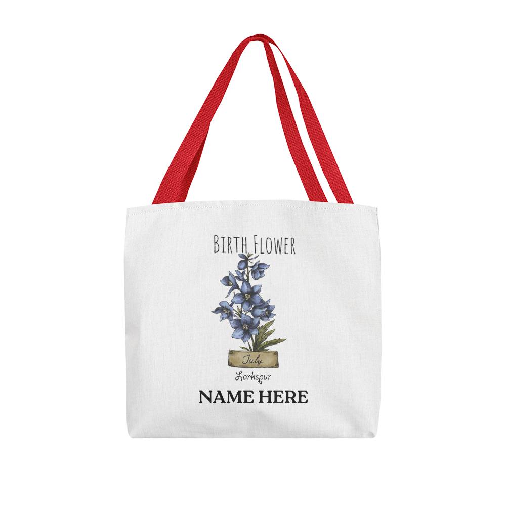 July Birth Flower - Larkspur - with Custom Name Classic Tote Bag