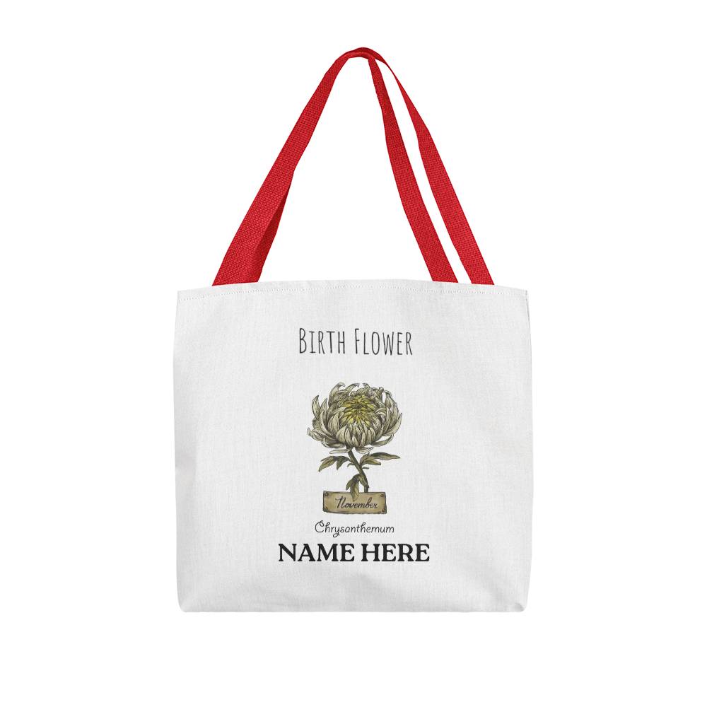 November Birth Flower - Chrysanthemum - with Custom Name Classic Tote Bag