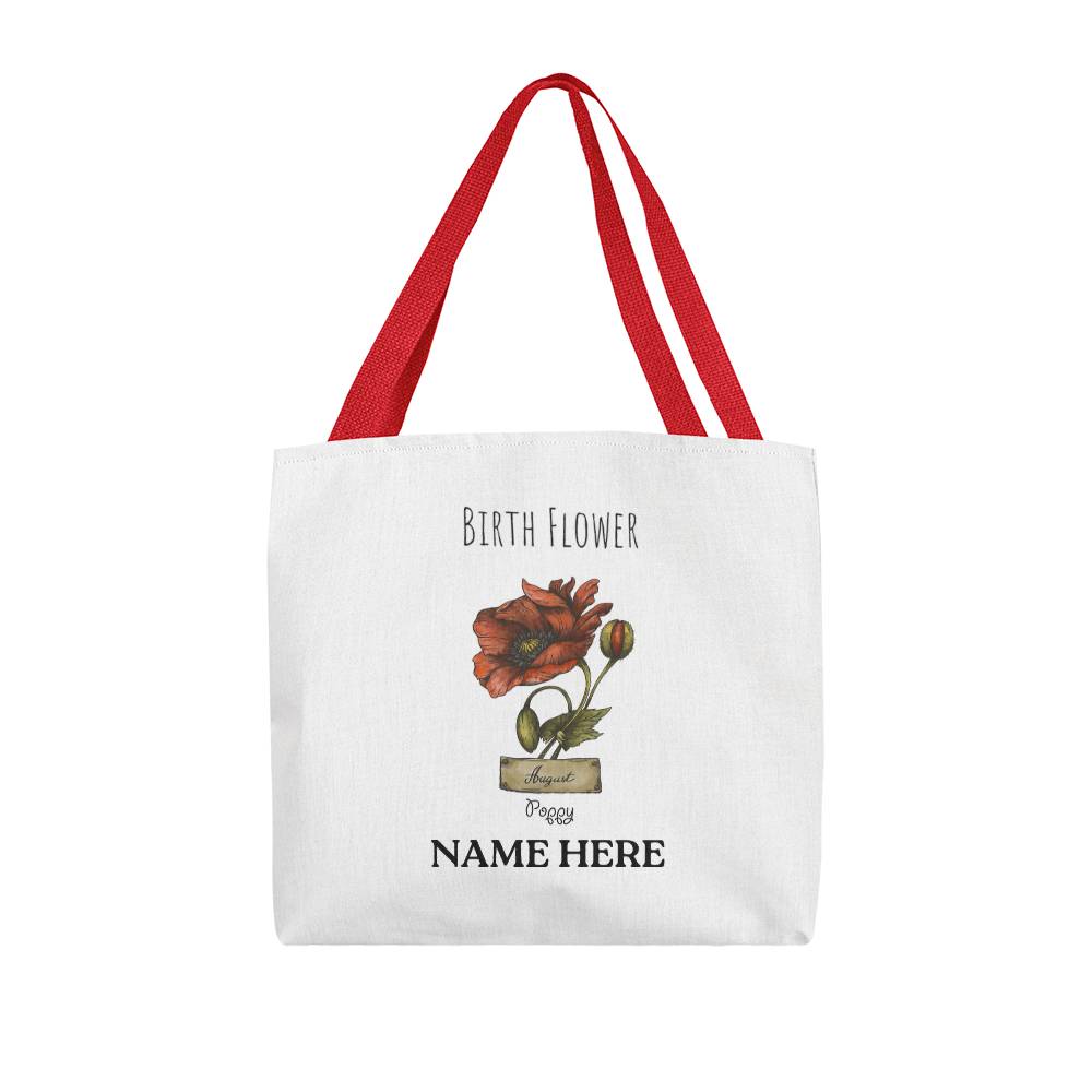 August Birth Flower - Poppy - with Custom Name Classic Tote Bag