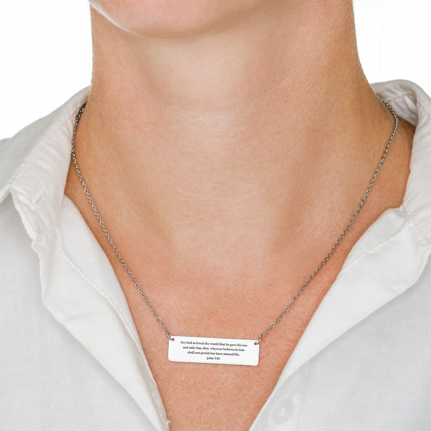 John 3:16 Horizontal Bar Necklace