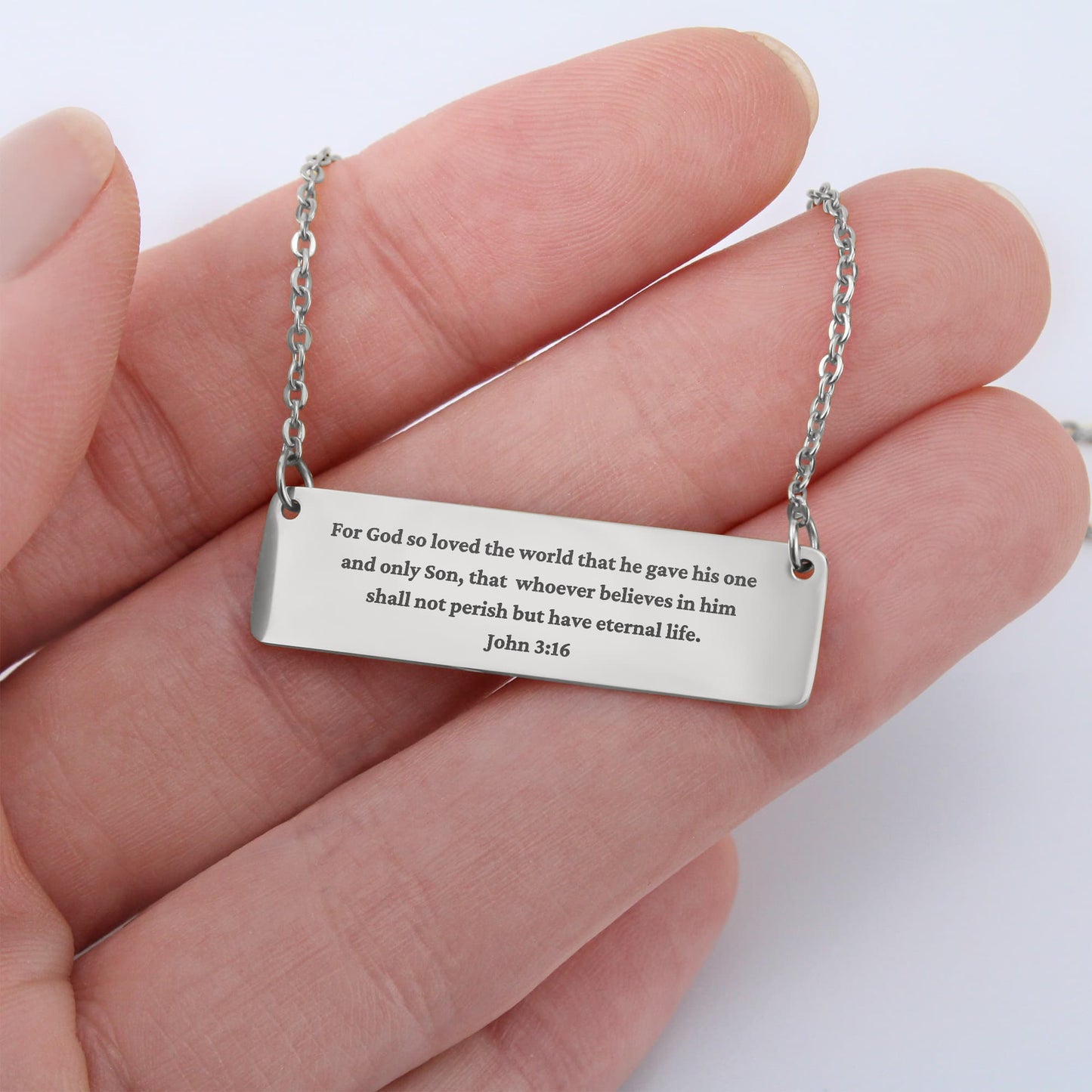 John 3:16 Horizontal Bar Necklace