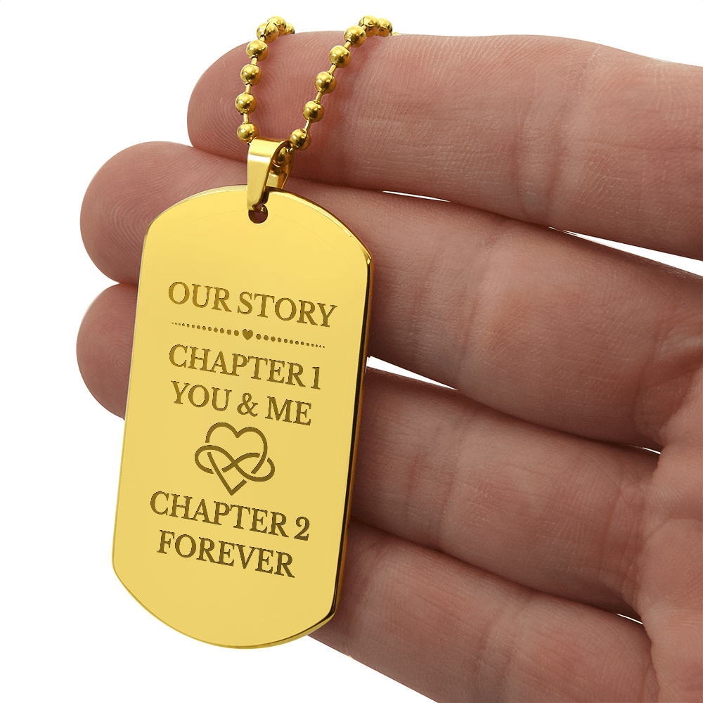 Our Story Engraved Dog Tag Necklace