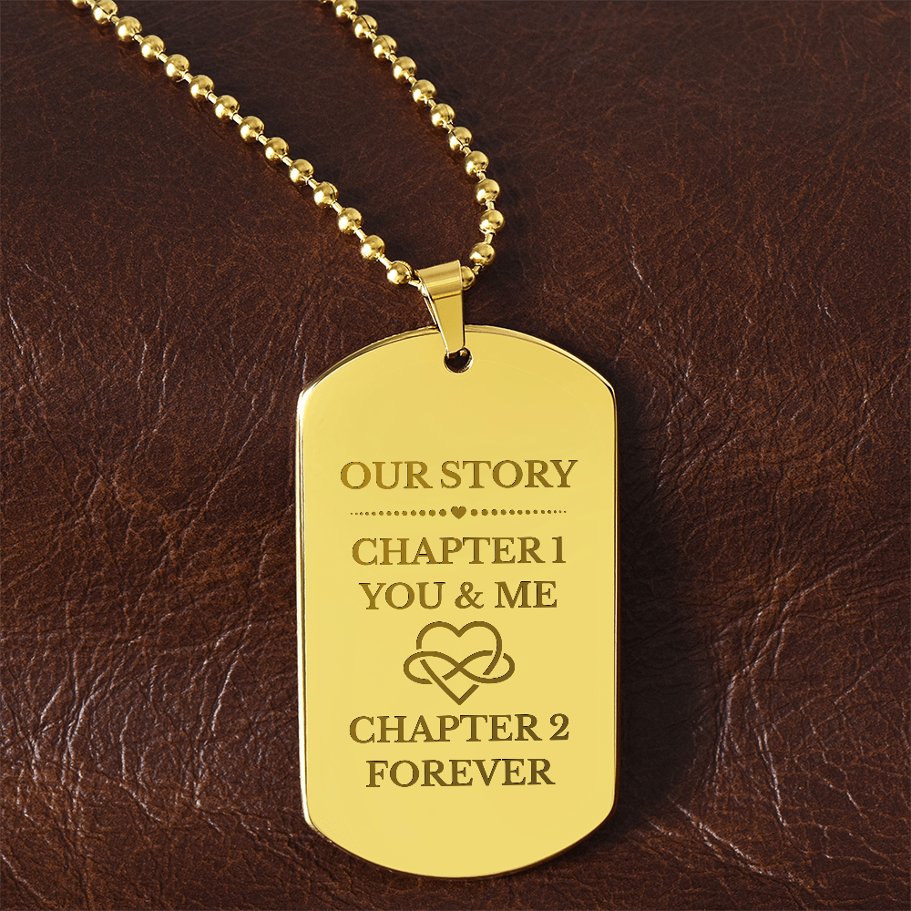 Our Story Engraved Dog Tag Necklace