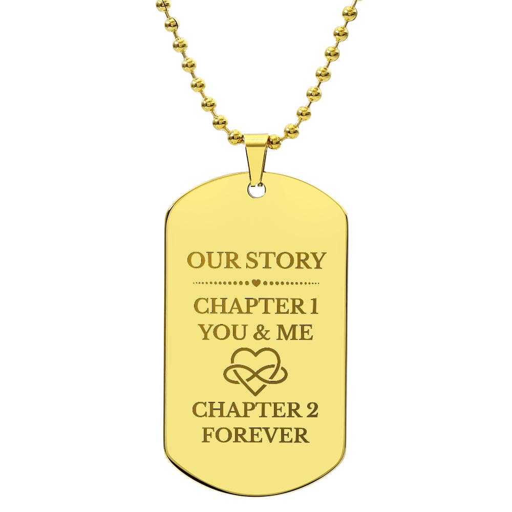 Our Story Engraved Dog Tag Necklace