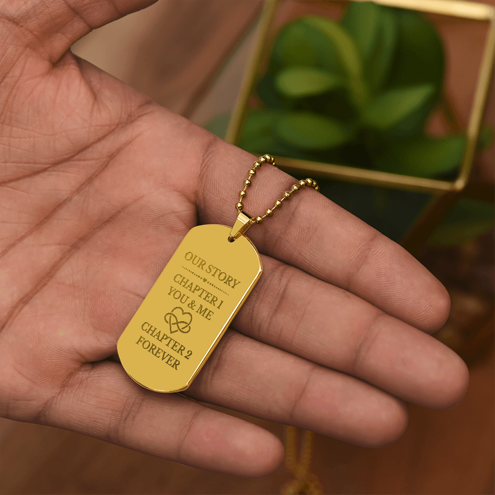 Our Story Engraved Dog Tag Necklace