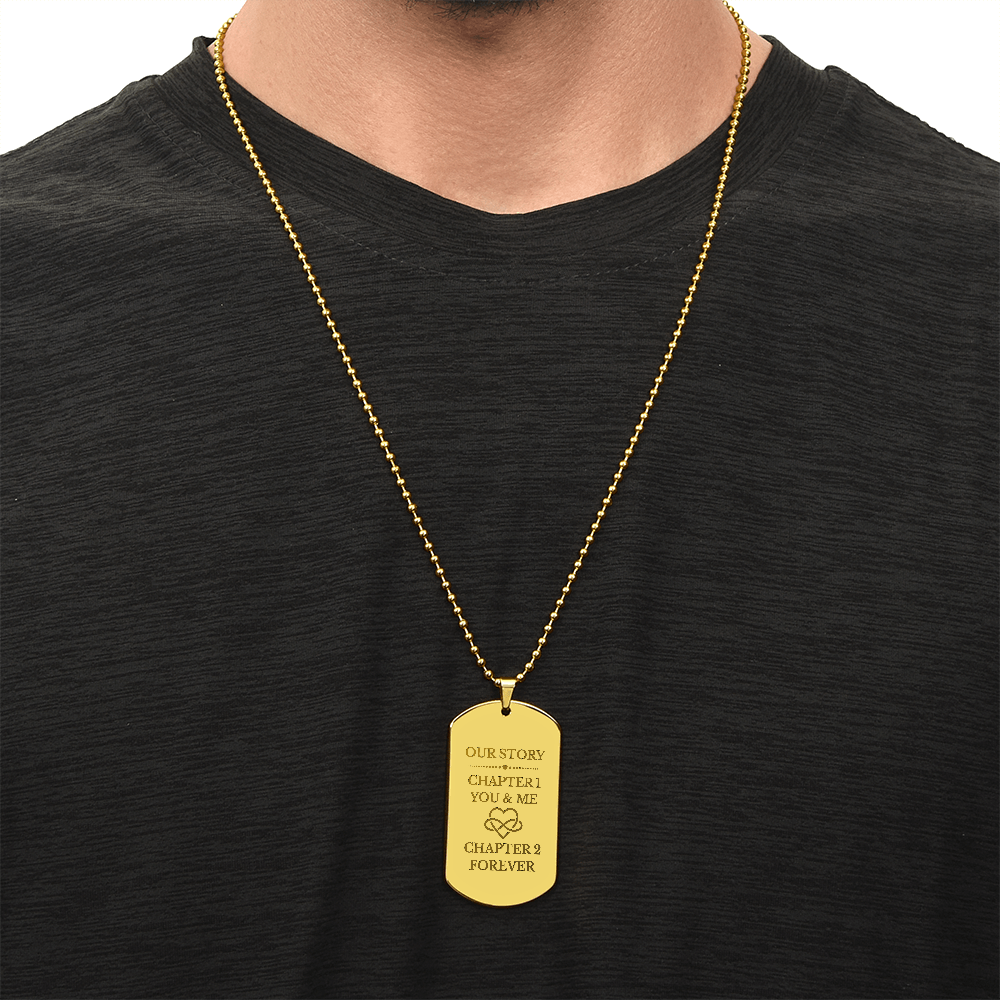 Our Story Engraved Dog Tag Necklace