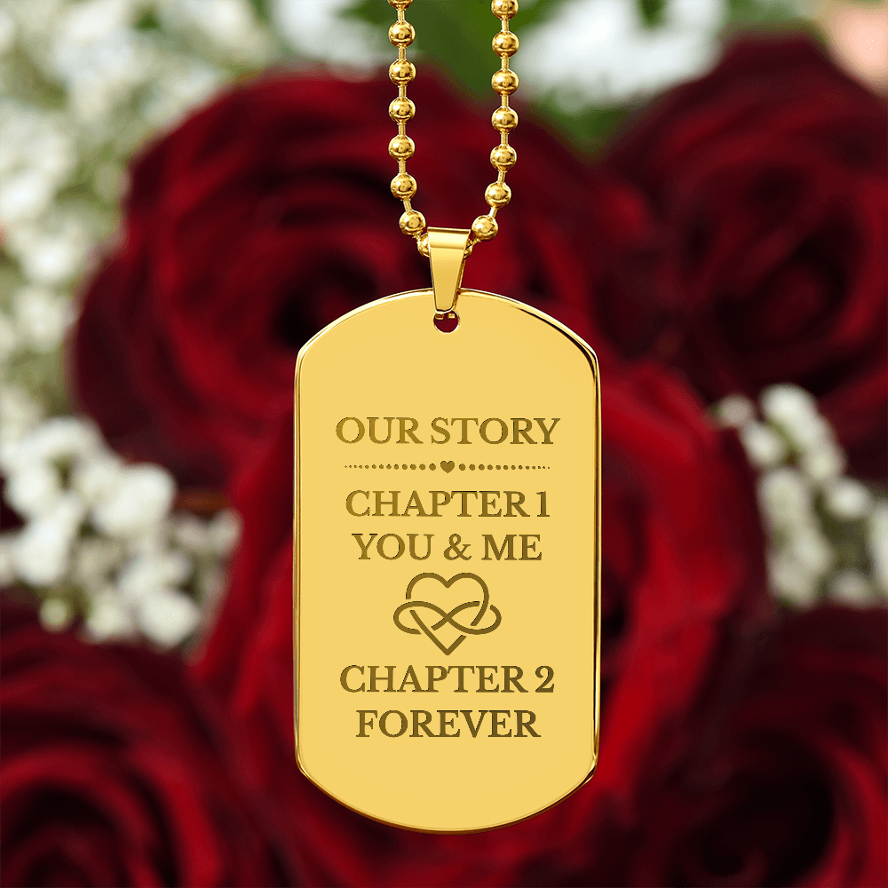 Our Story Engraved Dog Tag Necklace