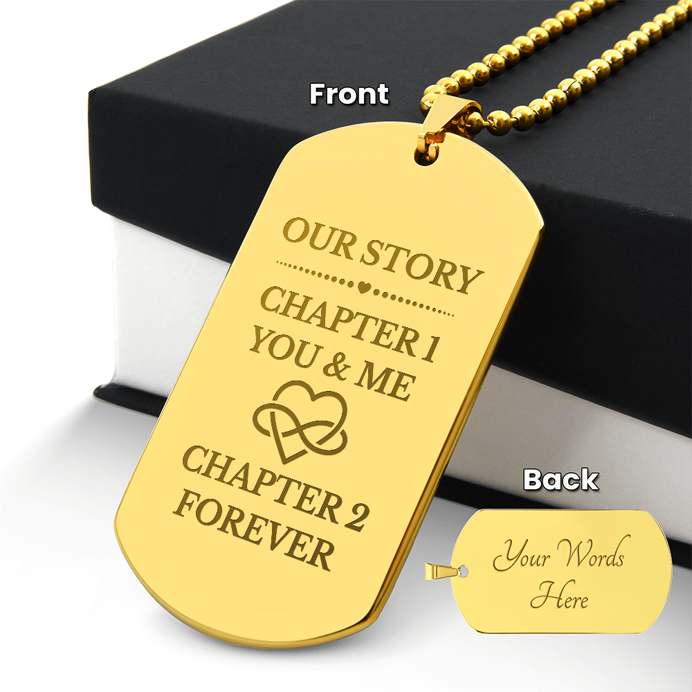 Our Story Engraved Dog Tag Necklace