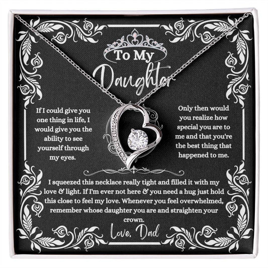 To My Daughter Royal Crown Forever Love Necklace From Dad