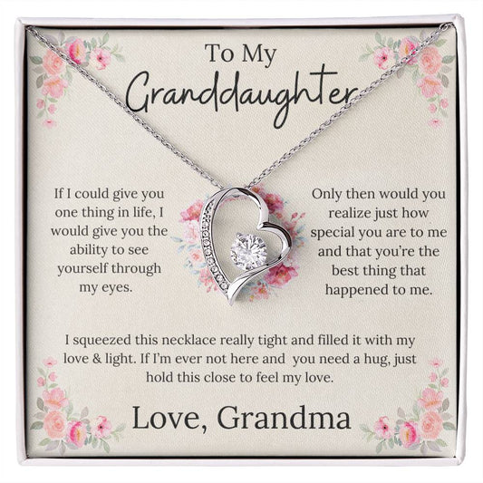 To My Granddaughter - Forever Love Necklace Floral Design From Grandma