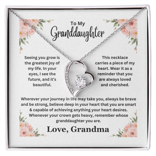 To My Granddaughter - Pink Floral Frame - Forever Love Necklace