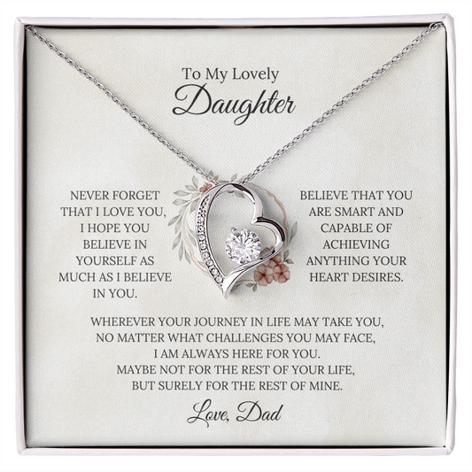To My Lovely Daughter - Always By Your Side Forever Love Necklace