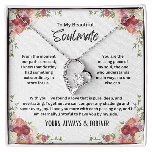 To My Beautiful Soulmate - Floral Frame - Forever Love Necklace
