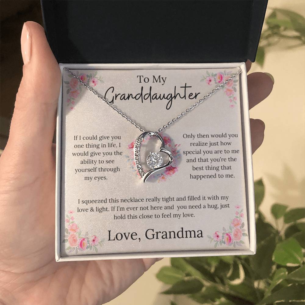 To My Granddaughter - Forever Love Necklace Floral Design From Grandma