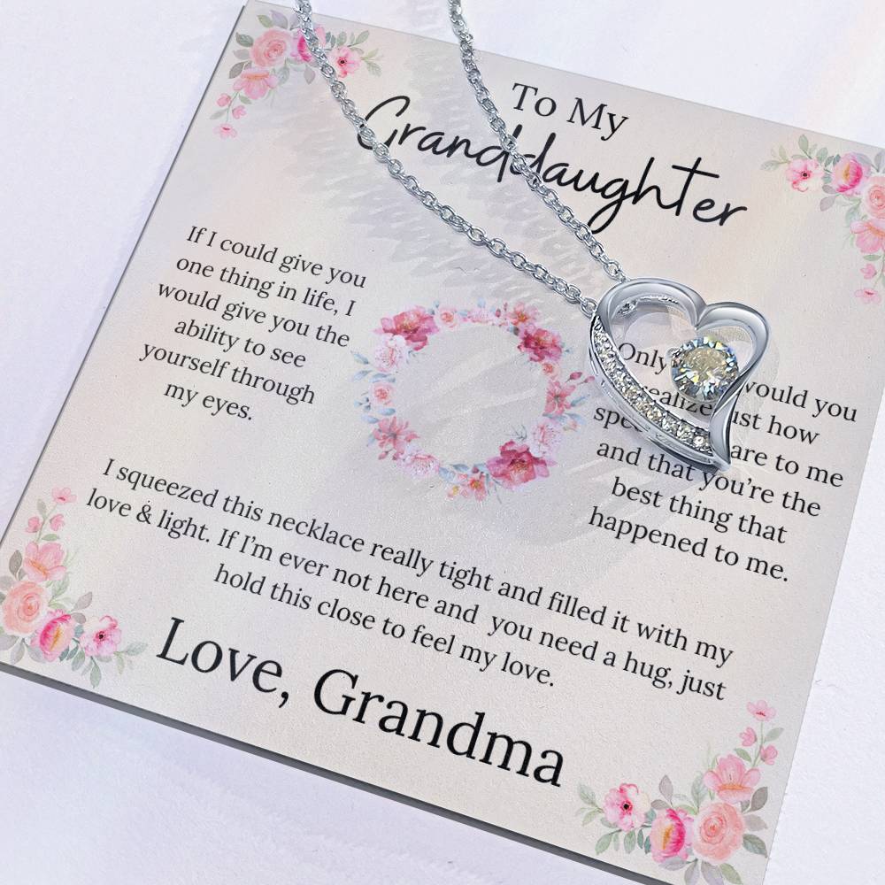 To My Granddaughter - Forever Love Necklace Floral Design From Grandma