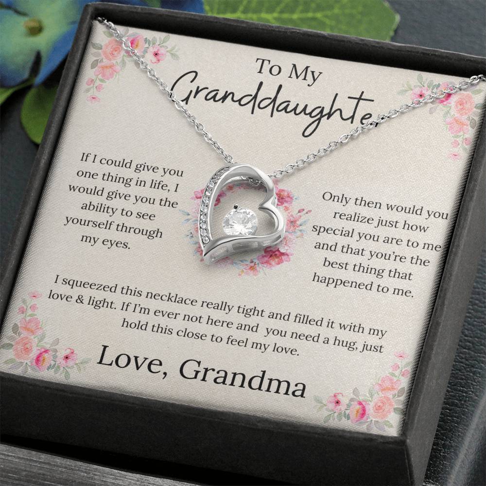 To My Granddaughter - Forever Love Necklace Floral Design From Grandma