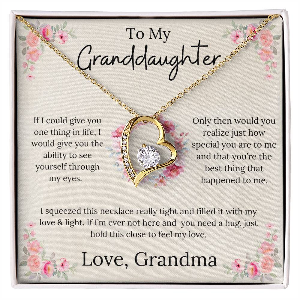 To My Granddaughter - Forever Love Necklace Floral Design From Grandma