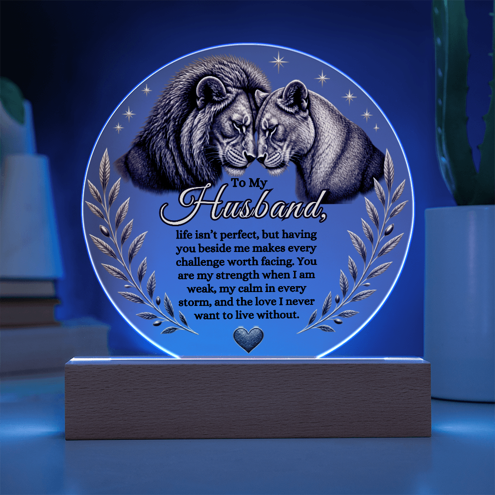 To My Husband Lion Couple Acrylic Plaque – Romantic Gift for Husband, Anniversary Gift from Wife, Heartfelt Husband Keepsake, Birthday Gift
