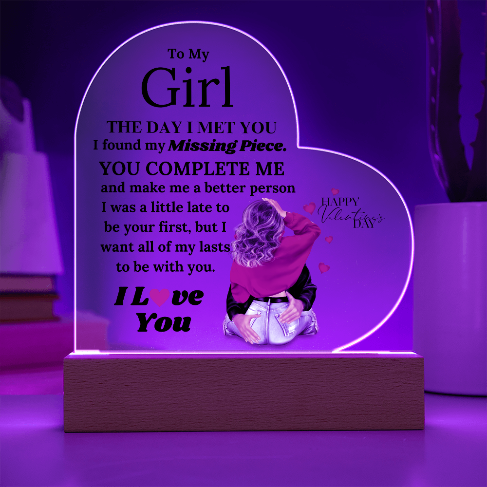 My Forever: You Complete Me Heart Acrylic Plaque, Gift for Her, Valentine's Day Gift
