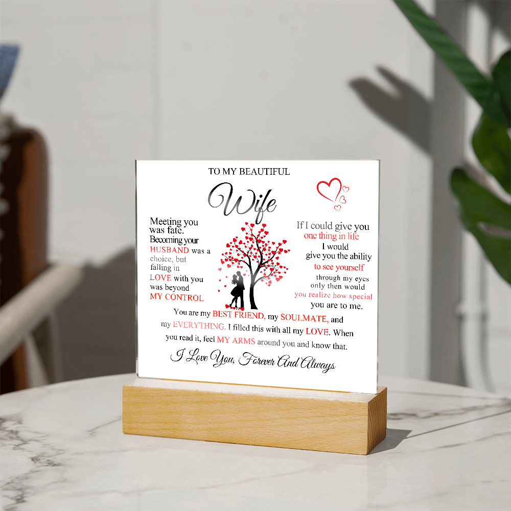 To My Beautiful Wife Square Acrylic Plaque