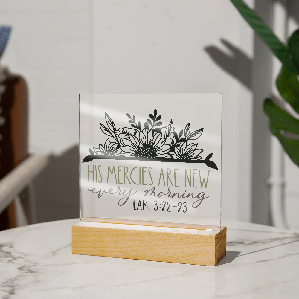 His Mercies Are New Every Morning Square Acrylic Plaque