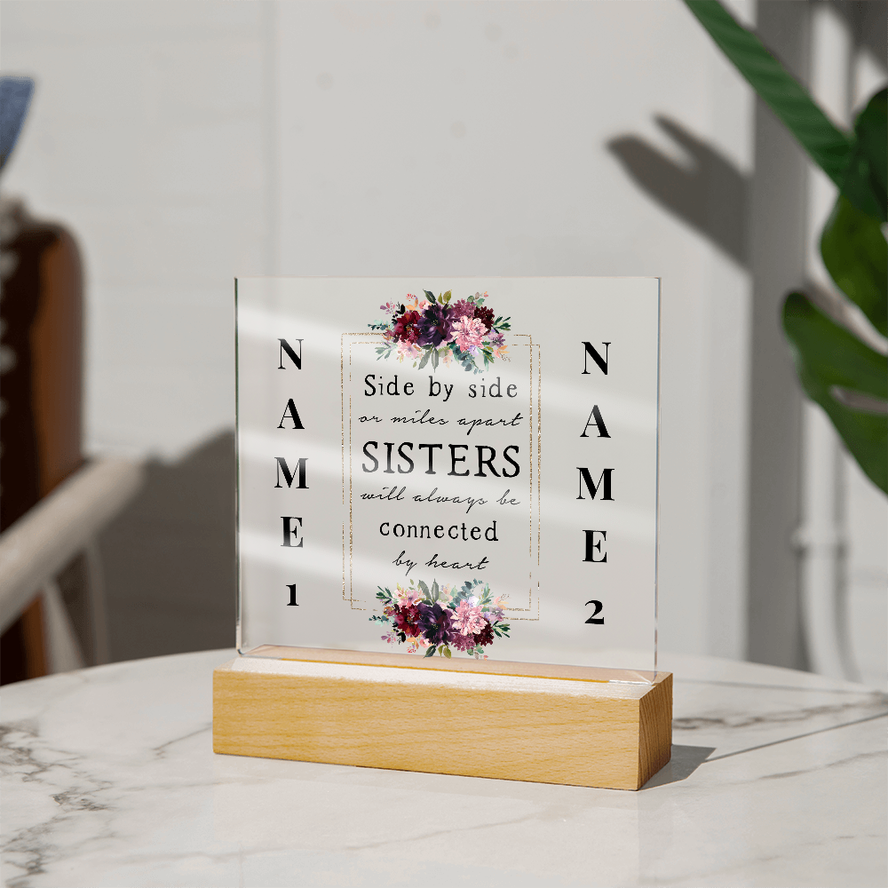 Heartstrings of Sisterhood Personalized Floral Acrylic Plaque