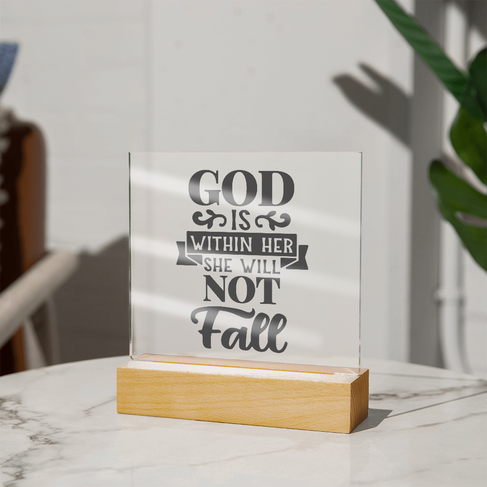 God Is Within Her She Will Not Fall Square Acrylic Plaque