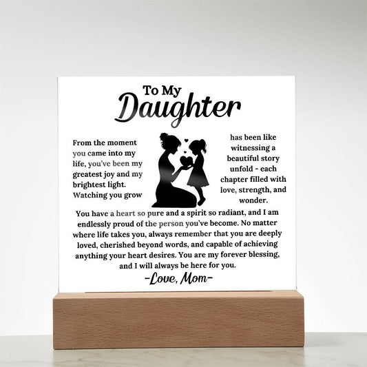 To My Daughter -  My Forever Blessing -  Square Acrylic Plaque