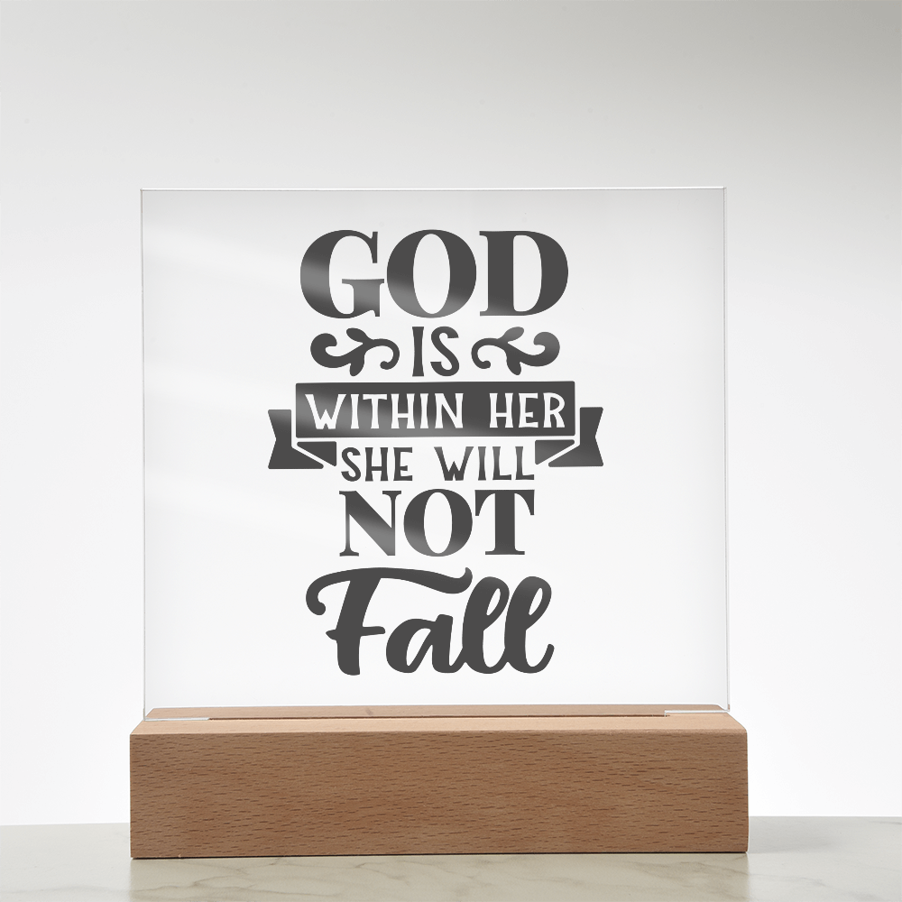 God Is Within Her She Will Not Fall Square Acrylic Plaque