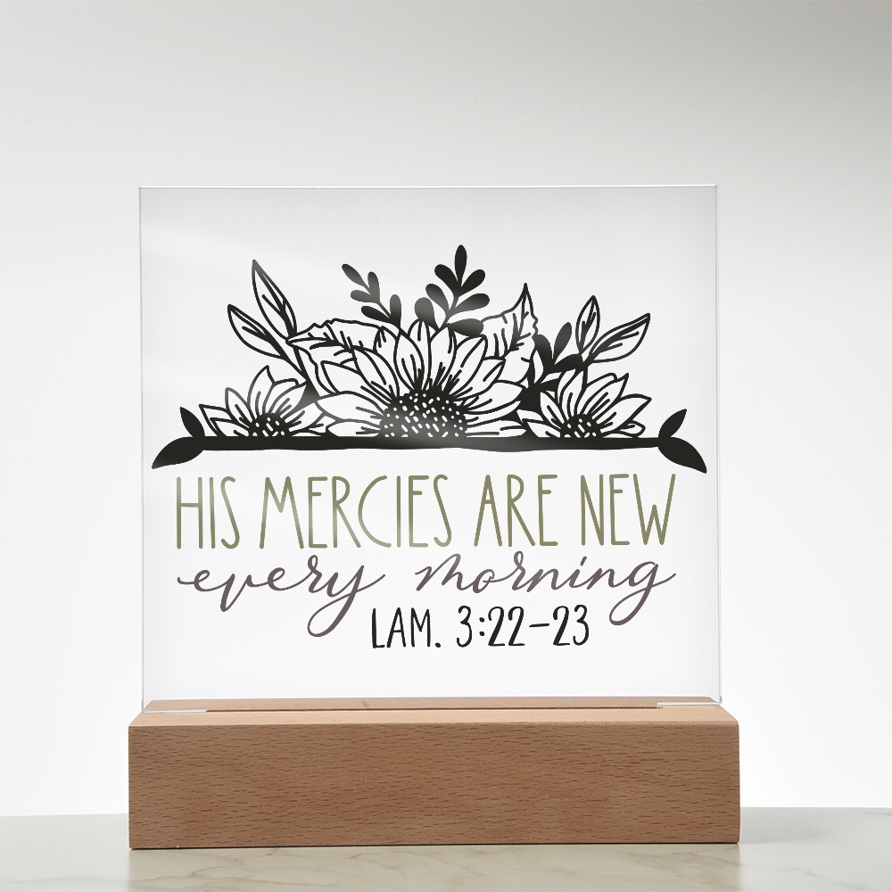 His Mercies Are New Every Morning Square Acrylic Plaque