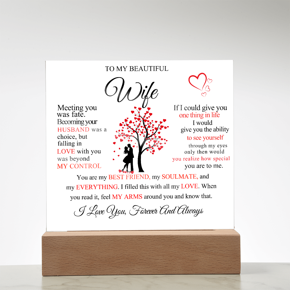 To My Beautiful Wife Square Acrylic Plaque