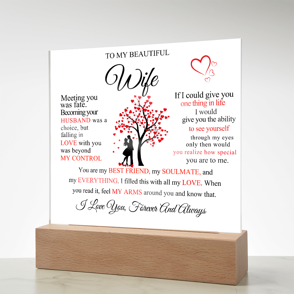 To My Beautiful Wife Square Acrylic Plaque